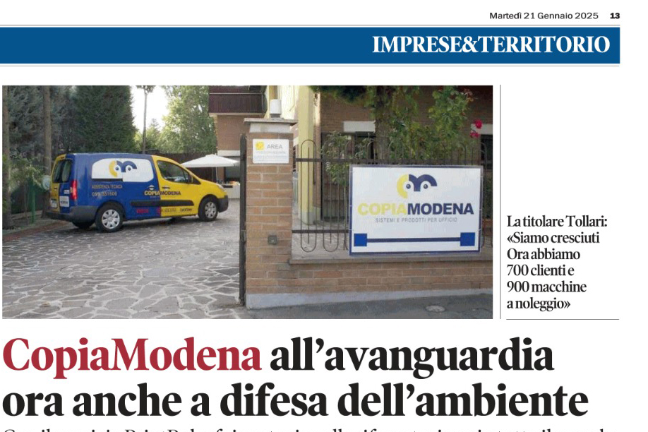 Copia Modena all'avanguardia ora anche a difesa dell'ambiente